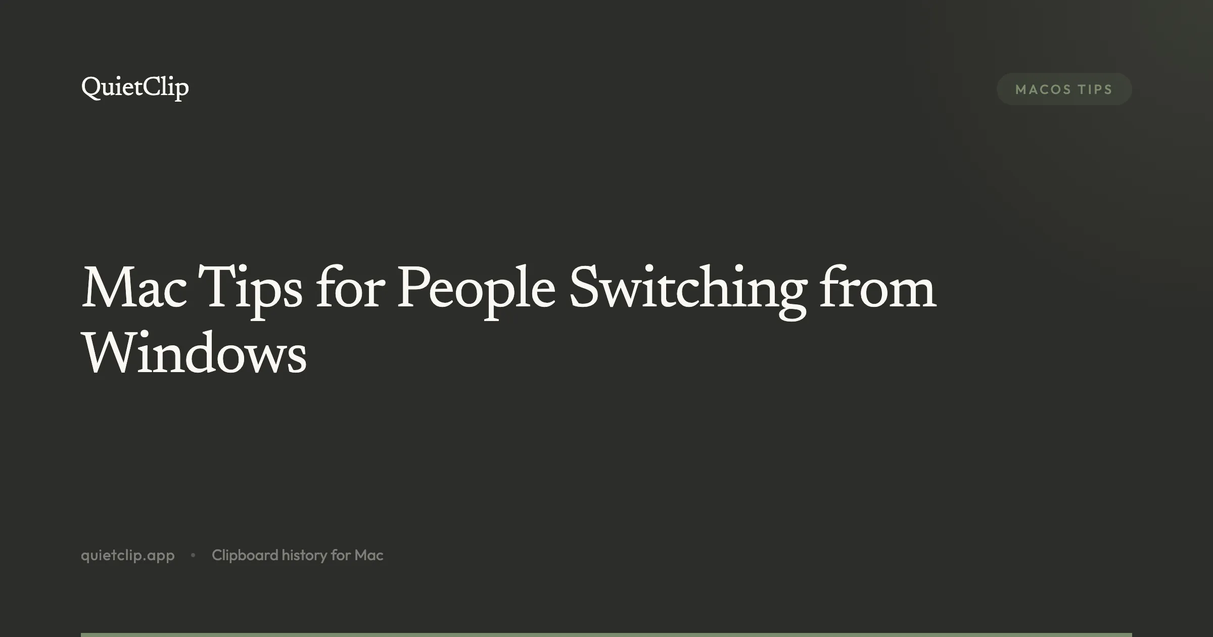 Mac Tips for People Switching from Windows
