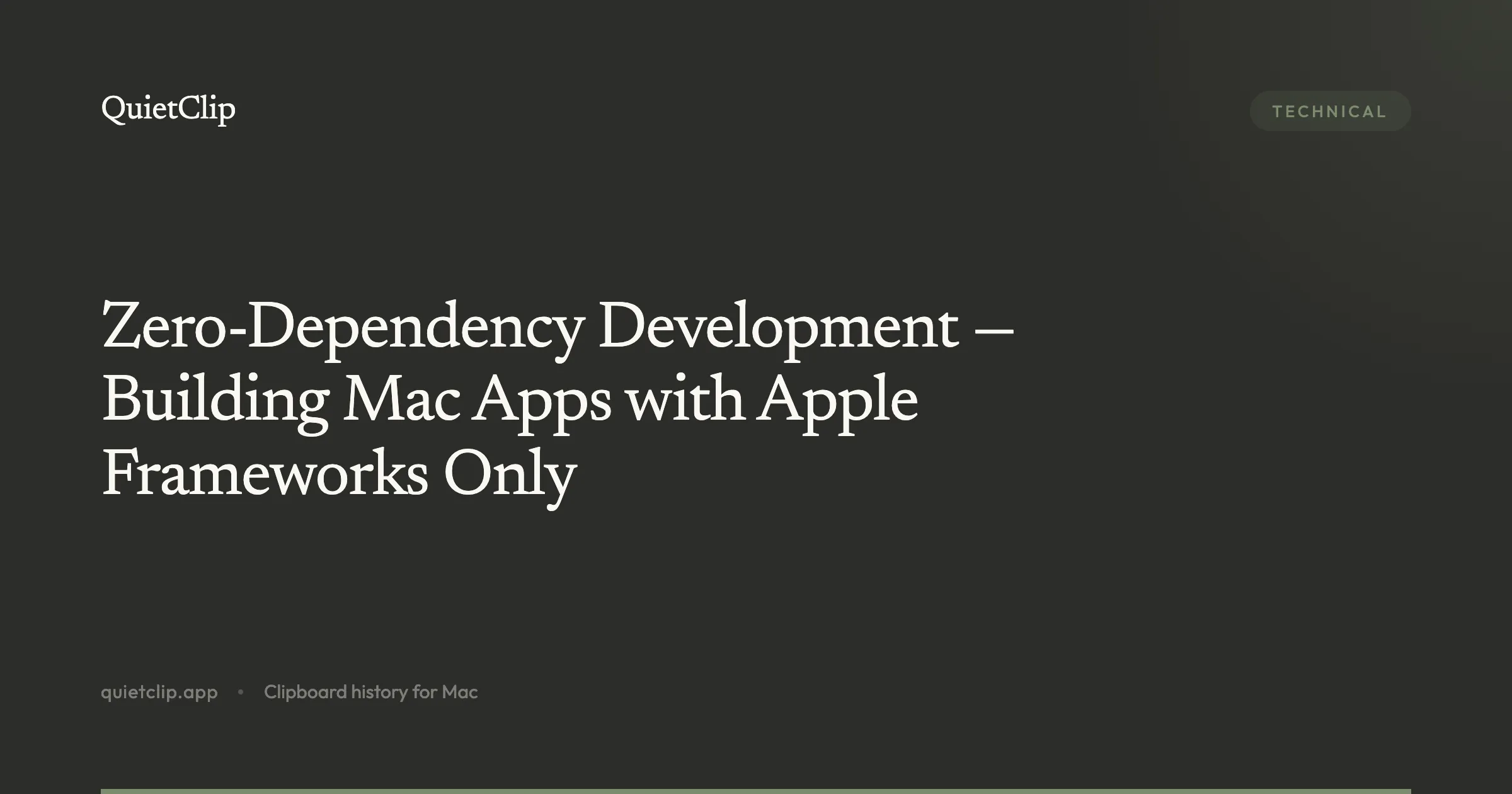 Zero-Dependency Development — Building Mac Apps with Apple Frameworks Only